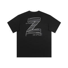 UZIS CN Style Basketball T-Shirt | Hand-Drawn Z for Streetball Culture